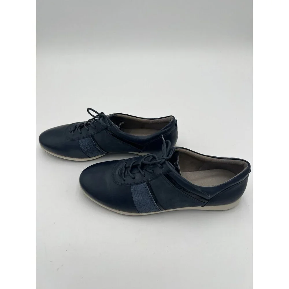 Ecco Touch Navy Leather Sneakers Women 40 US 9-9.5 Lace Up Comfort Walking Shoes